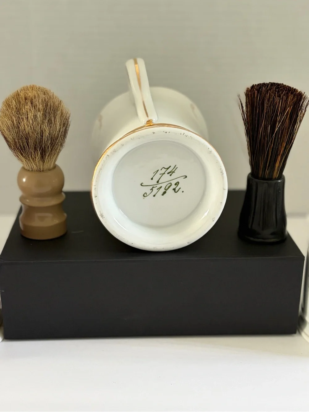 Set of 3 Antique Shaving Mugs with brushes